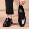 Fashion Slip on Flat casual men's leather shoes British retro gentleman style Office and Fashion Party Black Brown Hot selling adult