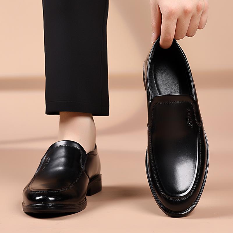 Fashion Slip on Flat casual men's leather shoes British retro gentleman style Office and Fashion Party Black Brown Hot selling adult