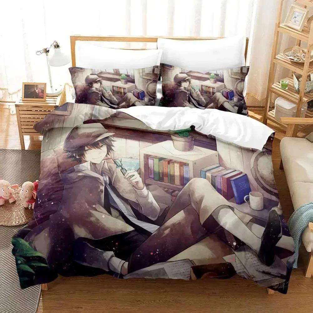 Fashion Bungou Stray Dogs S4 Bedding Set Cartoon Anime Three-piece Set Adult Kid Bedroom Duvet Cover Sets 3D Print Kawaii Anime