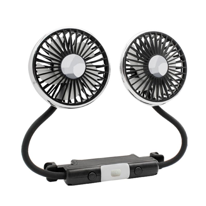 Dual-Head USB Rear Seat Fan for Car Cooling
