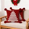 Christmas Tree Pattern Throw Pillowcase with Tassel Hair Ball Decoration Pillow Cover Farmhouse Style Cushion Cover