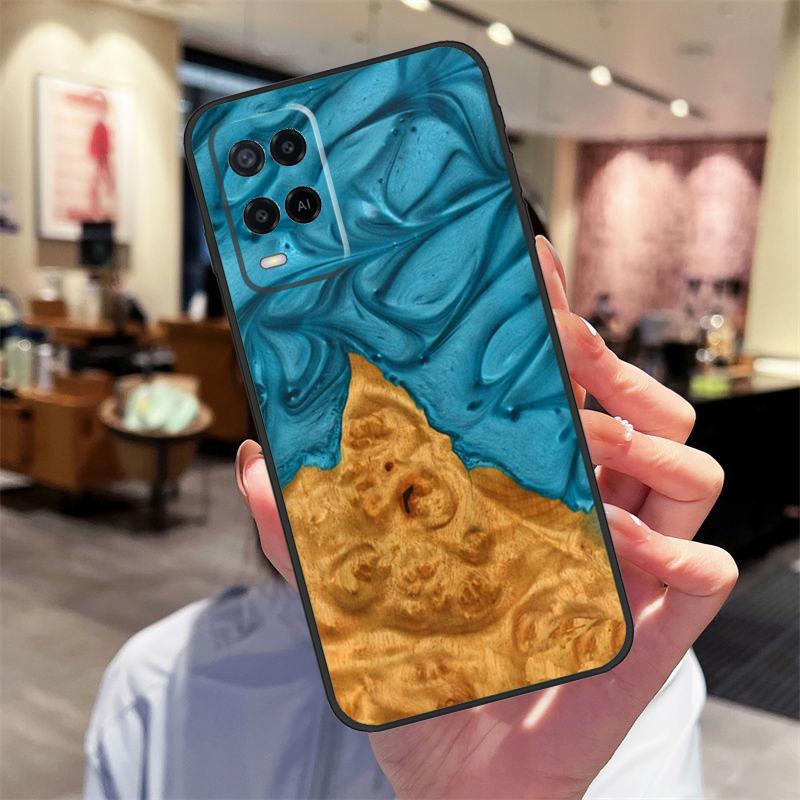 Resin Wood Case For Oppo A40 A60 A80 A18 A38 A58 A78 A98 A16 A76 A96 A15 A17 A77 A74 A94 A54 A57S Cover