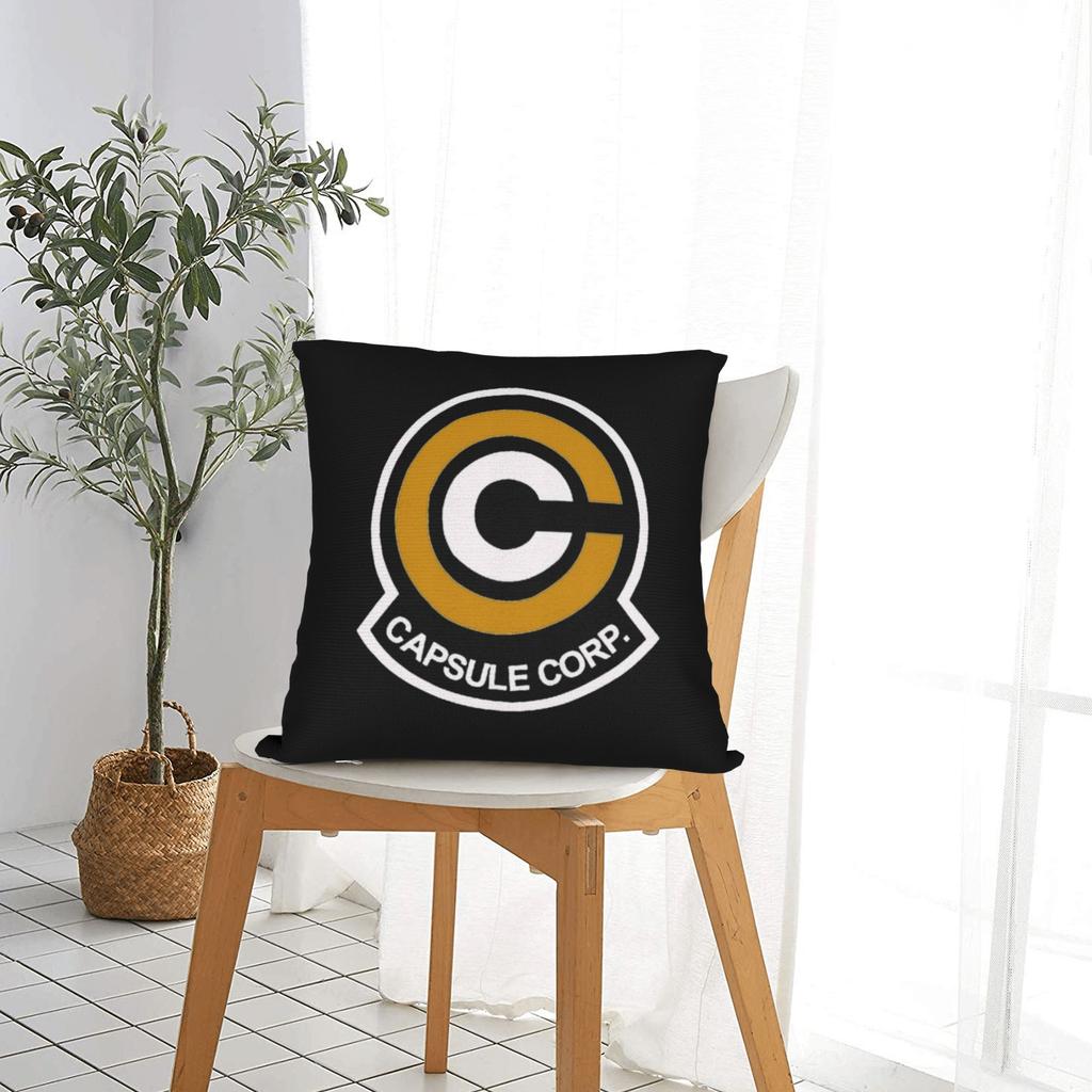 Anime Capsule Corp Dbz Throw Pillow Cover Polyester Cushions For Sofa Manga Awesome Pillowcase