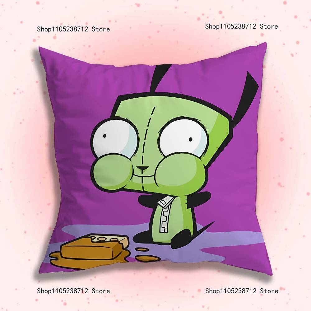 Cute Z-ZIM I-Invaders AnimePillow Case For Sofa Decor Car Office Room Printing Cushion Cover Decorations and Protector