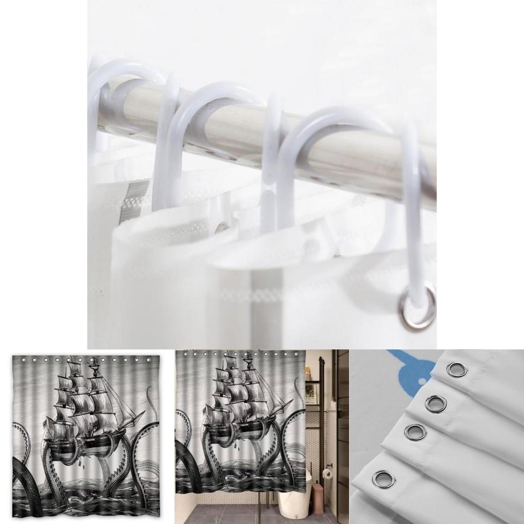 Polyester Shower Curtain With Custom Logo And Pattern For Bathroom Decor