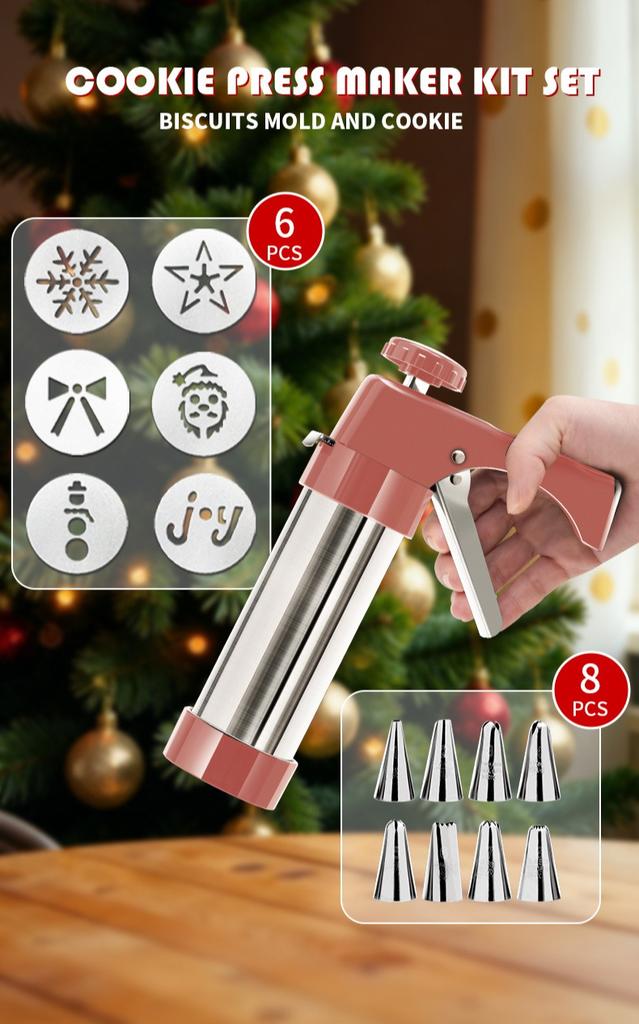 Decorating Tool Set: Cookie Press, Meringue Decorating Tips, Cream Gun