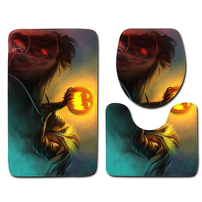 Halloween Bathroom Toilet Three-Piece Floor Mat Doormat Bathroom Carpet