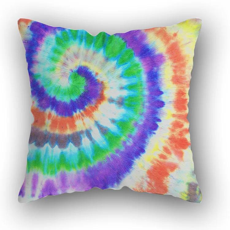 Sofa Bed  Square Pillowcases Home Decor Colorful Swirl  Bedroom Rainbow Decorative