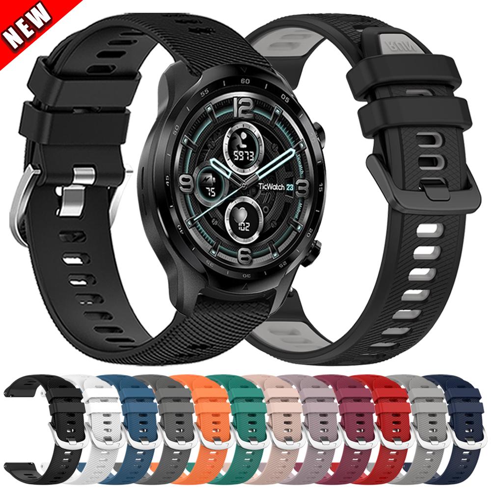 Silicone Wrist Band For TicWatch Pro 3 Ultra GPS/2020 GTH 2 S2 E 2 E3 GTX GTW Strap Accessories 20mm 22mm Sport Replace Bracelet