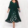 Women's Chiffon Stitching Fake Two-Piece Irregular Half Sleeves Loose Plus Size Dress