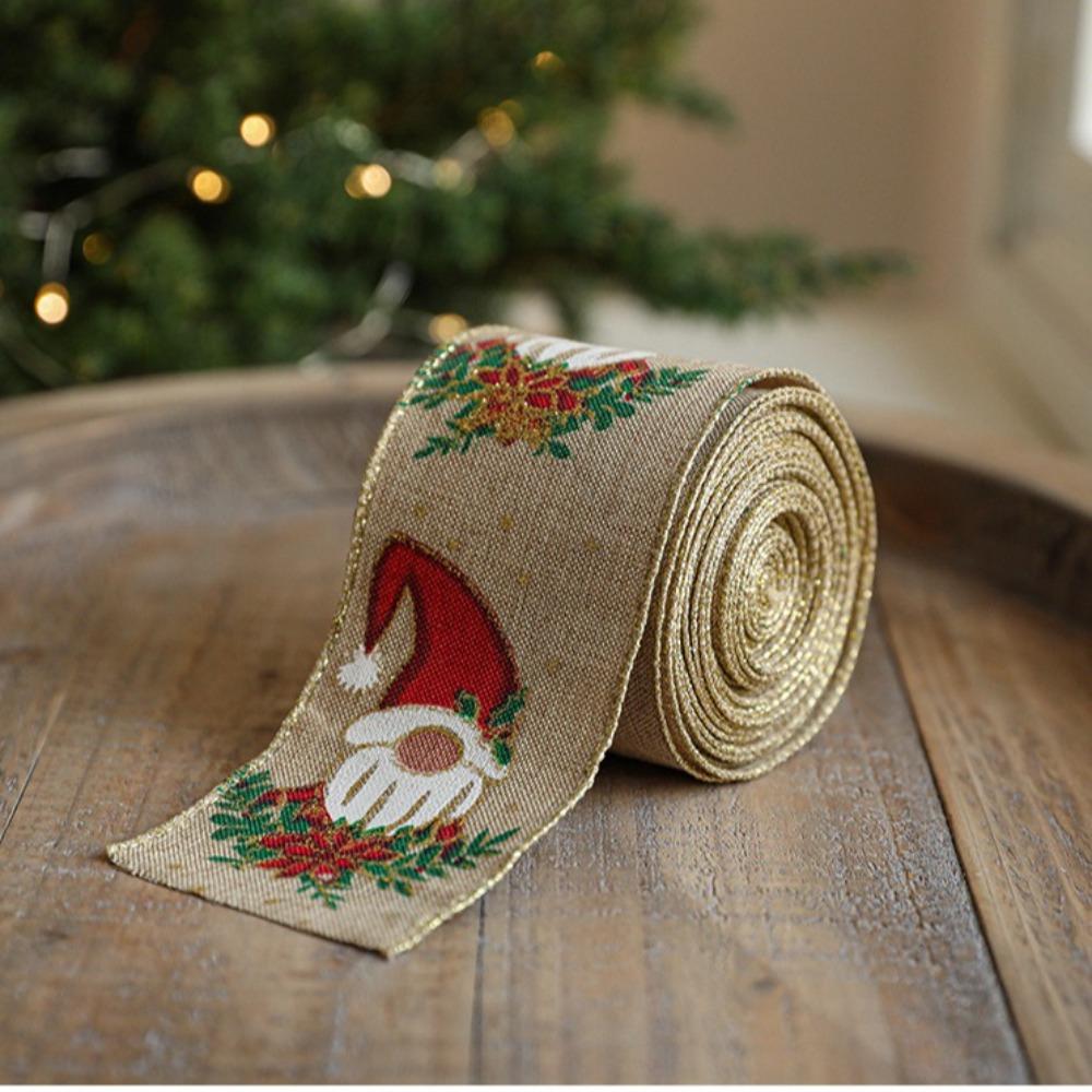 Xmas Gift Wrap Ribbon Tree Printed Bouquet Ribbon Hand Knitting Gift Box Packing Strap Party Decor