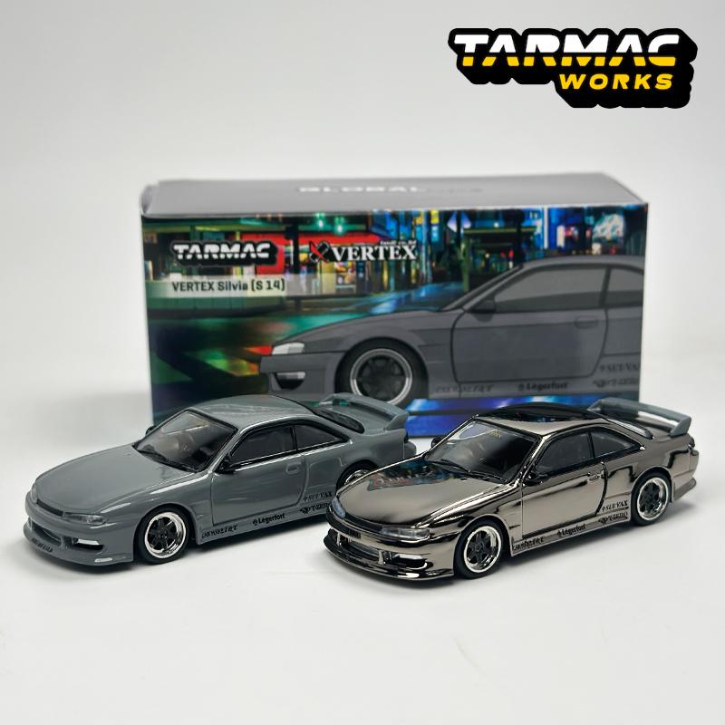 Tarmac Works 1:64 TW VERTEX Silvia S14 Grey Chase Alloy Car Model