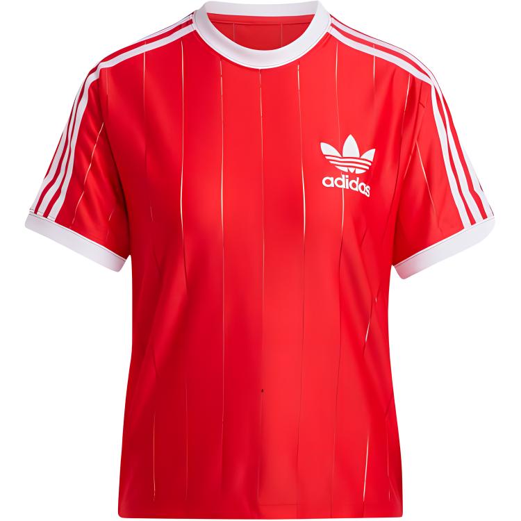 

Adidas Женская футболка Adicolor 3-Stripes в полоску Топы Малиновый IX5504 S