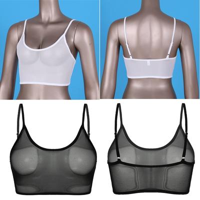 Women See Through Sheer Mesh Crop Top Bikini Bra Camisole Hip Hop Rave Dance Clubwear