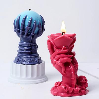 3D Svíčka Ruka Čarodějnice Silikonová Forma Dráp Ducha Růže Míč Halloween Lebka Vosková Řemeslná Forma pro Domácí Dekoraci a DIY Projekty