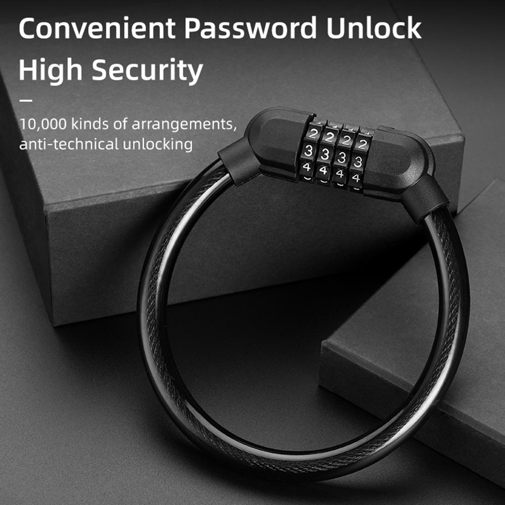 Bicycle Lock Portable Four-digit Combination Ring Lock Light Smart Small Oval Ring Anti-theft Lock