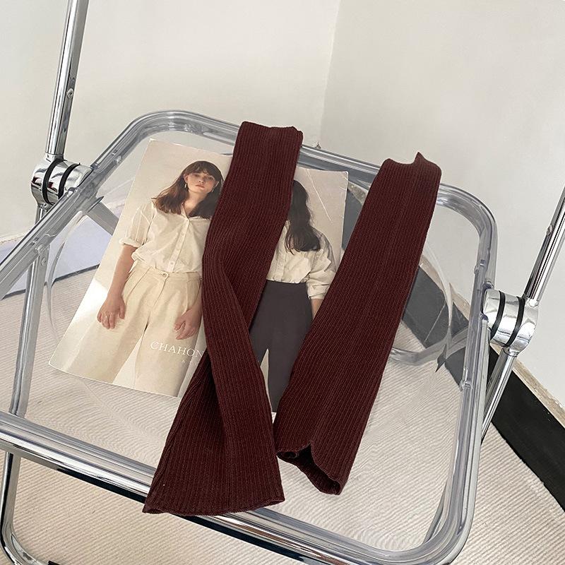 Hongzhi/Knitted Gloves Cool Autumn Warm Sleeves Women's Solid Color Sweet Hand Sleeves Open-toed Korean Wool Half Sleeves