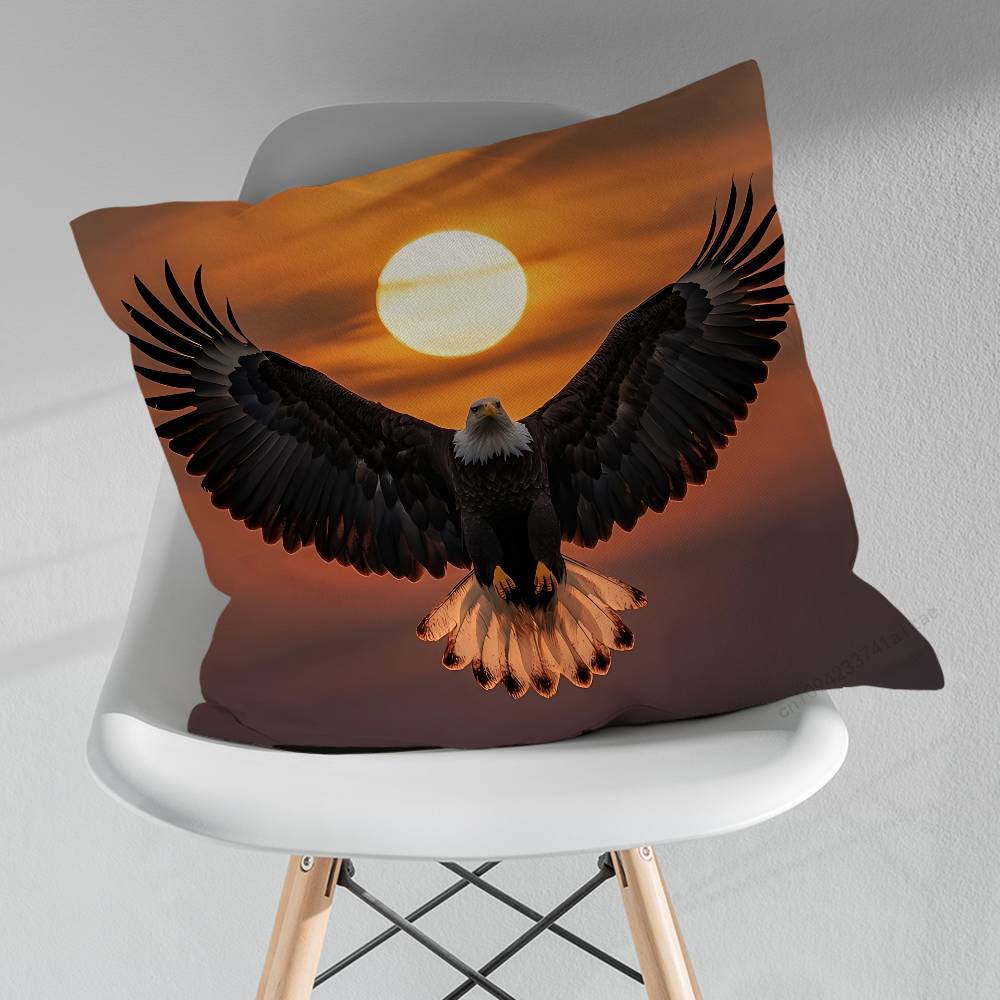 Soaring Eagle Pillowcase for Sofa Room Office Decor Printing Merchandise AllMatch Cushion Cover