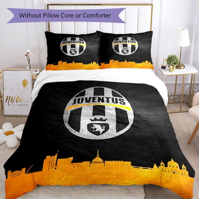 Juventus Football Club Printed Pattern Duvet Cover Set – includes 1 duvet cover and 2 matching pillowcases Bedroom decor Christmas gifts