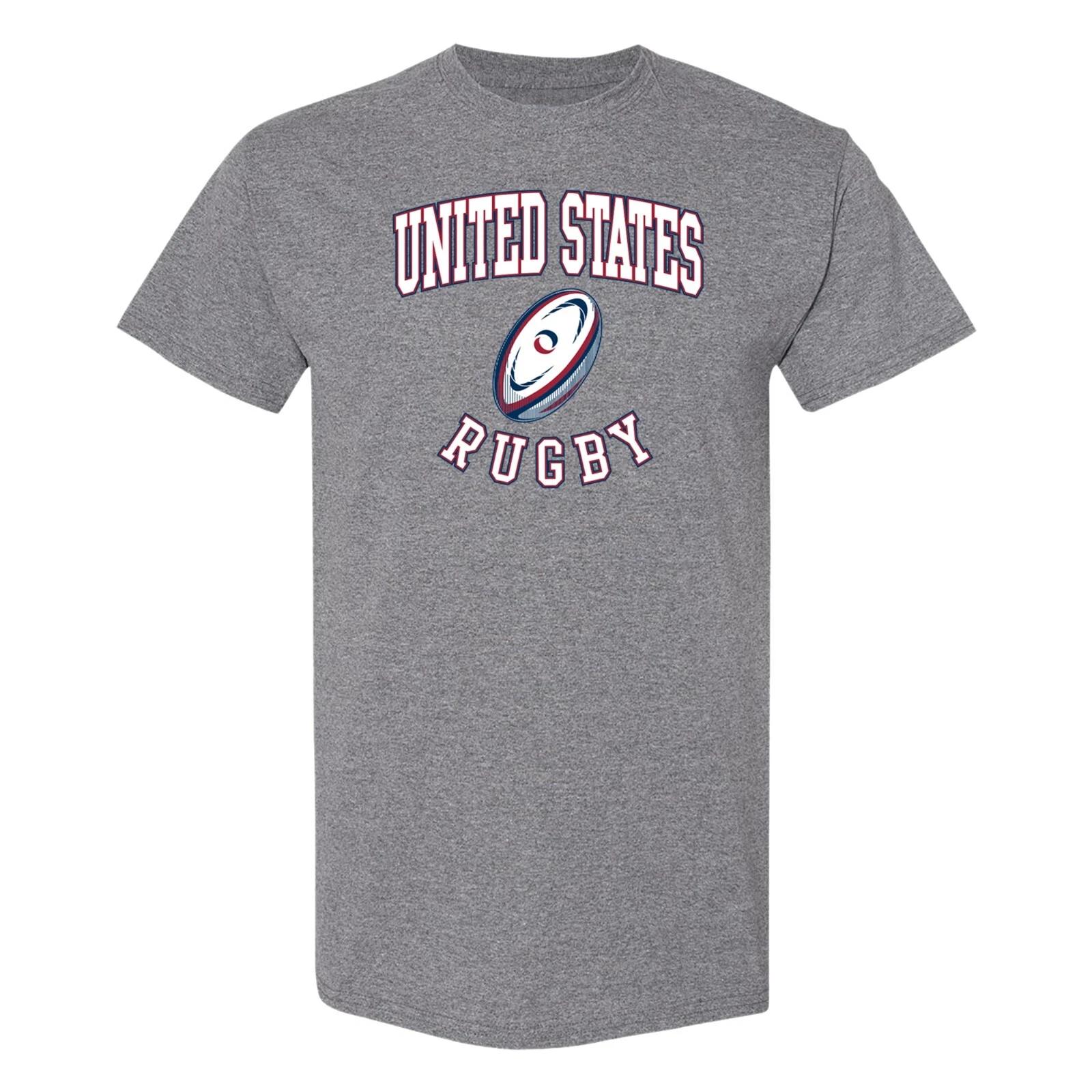 USA Rugby Ball T-Shirt - Graphite Heather 4XL