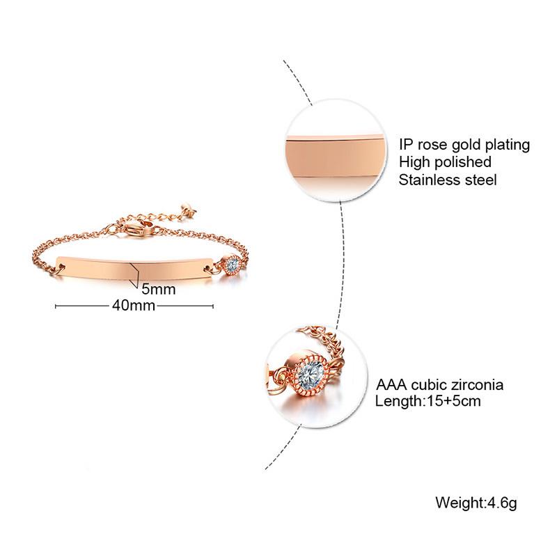 Elegant Personalized ID Bar Bracelets for Women 5mm Thin Stainless Steel Link Chain Custom Quotes BFF Bracelet Gift Jewelry