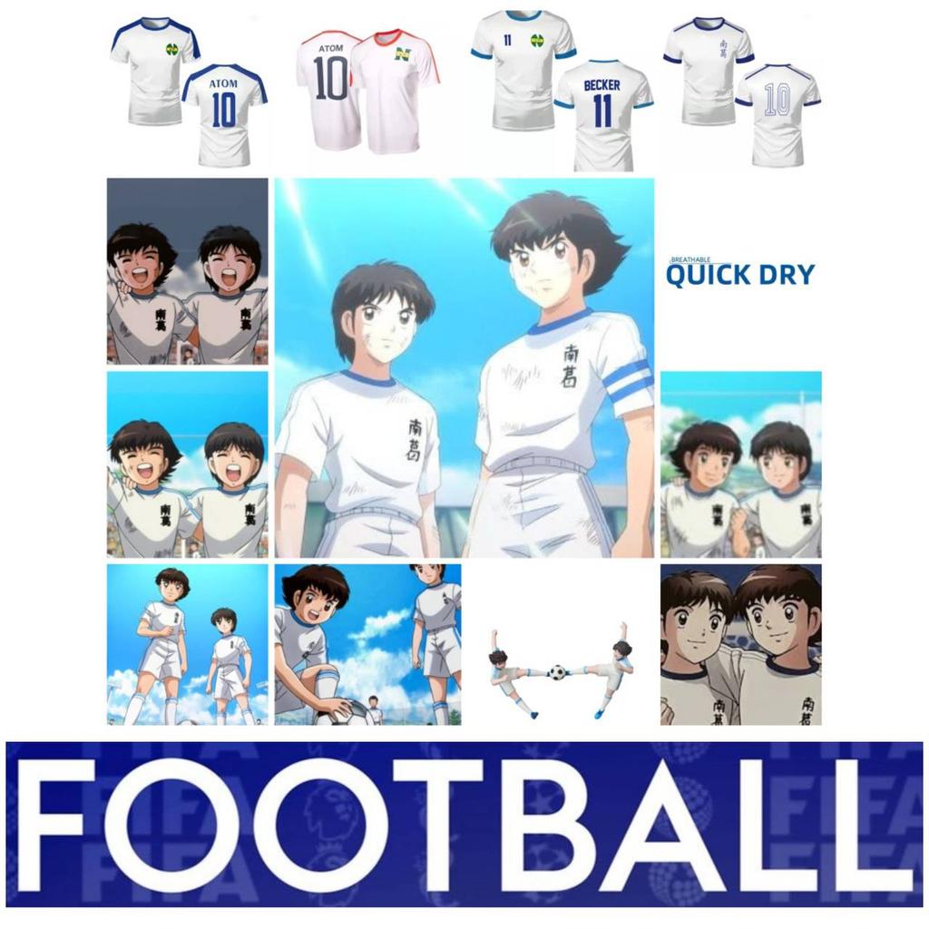 Tsubasa Misaki Atom Hutton Becker Japan Cartoon Animation Anime Football Soccer T-Shirt Jersey Print Sport Vintage Short Sleeve Uniform Cosplay Unisex
