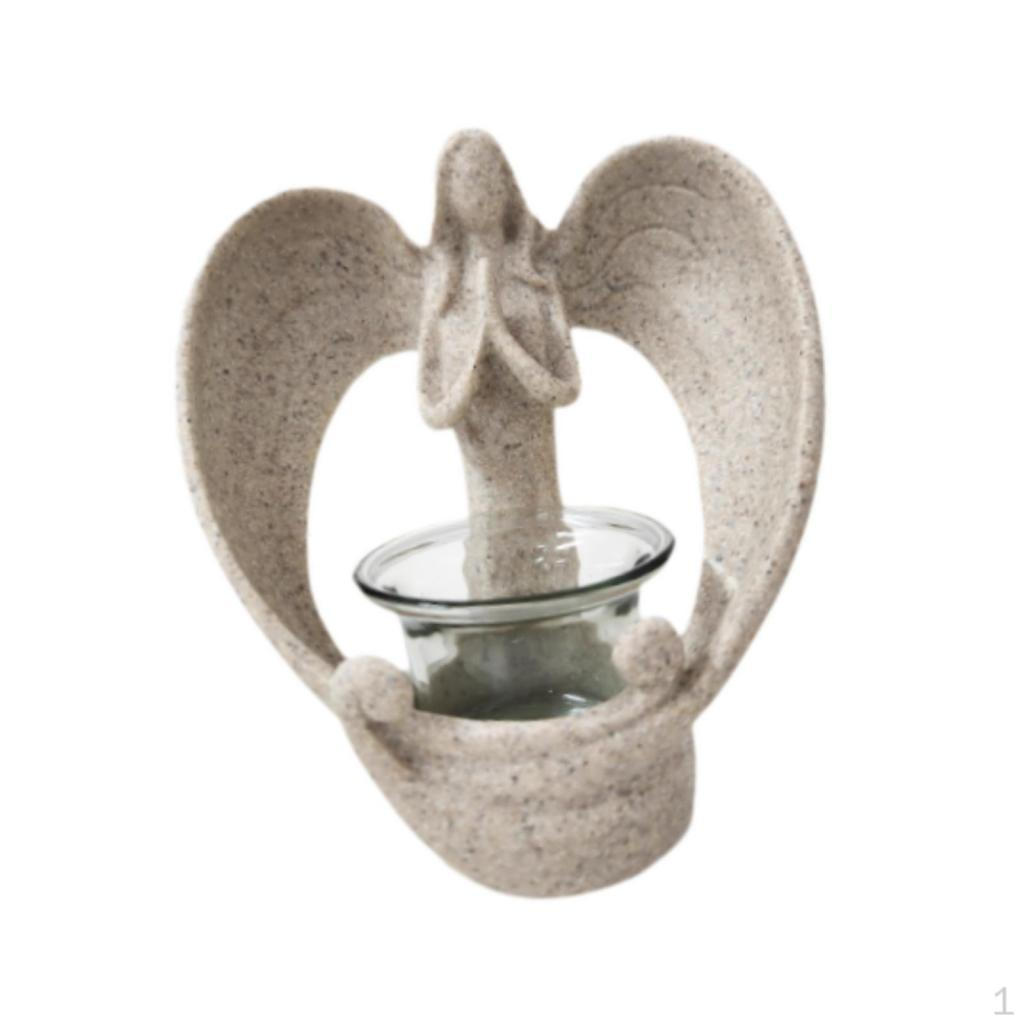 

Holy Tealight Candle Holder Votive Resin Angel Wing Prayer Statue Figurines Candleholder