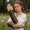 1pc Medieval Cosplay PU Leather Armor Arm Warmer Lace-Up Men Viking Pirate Knight Gauntlet Wristband Bracer Steampunk Accessory