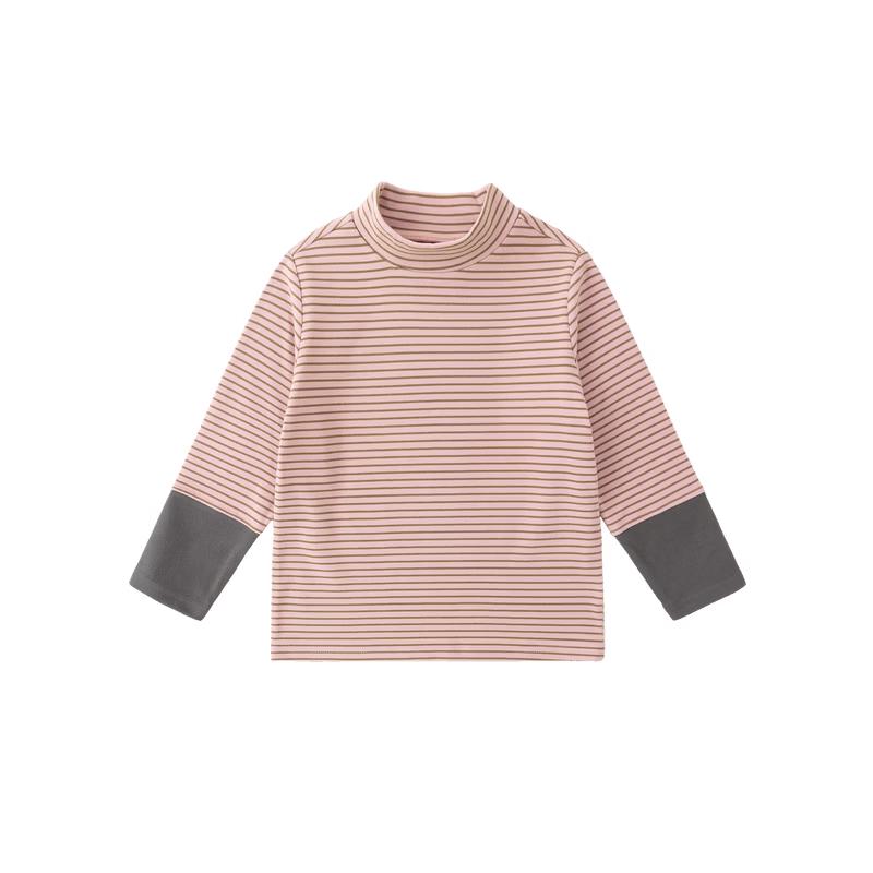 Girls' Striped High-Neck Long-Sleeve Tee