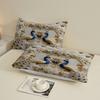 Peacock Floral Bedding Set Fitted Sheet Set Cream Gold Blue Peacock And Rose Pattern With Pillowcases For Bedroom Decor