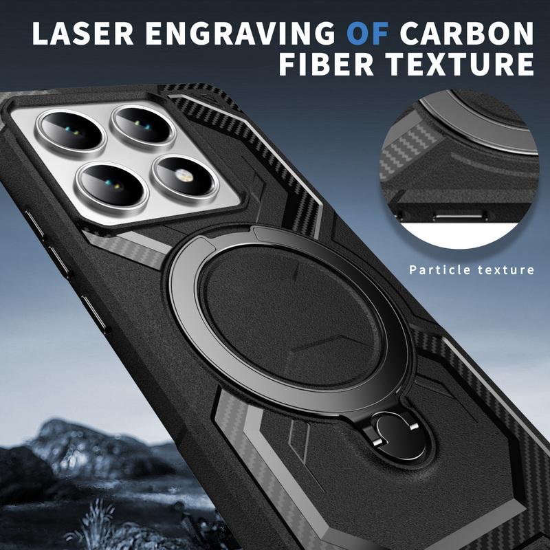 For Xiaomi 14T Pro Poco X7 X6 C65 Redmi 14C 13C Note 14 13 Pro Case Soft Edge Shockproof Wireless Charge 360 Rotating Bracket Magnetic Back Cover