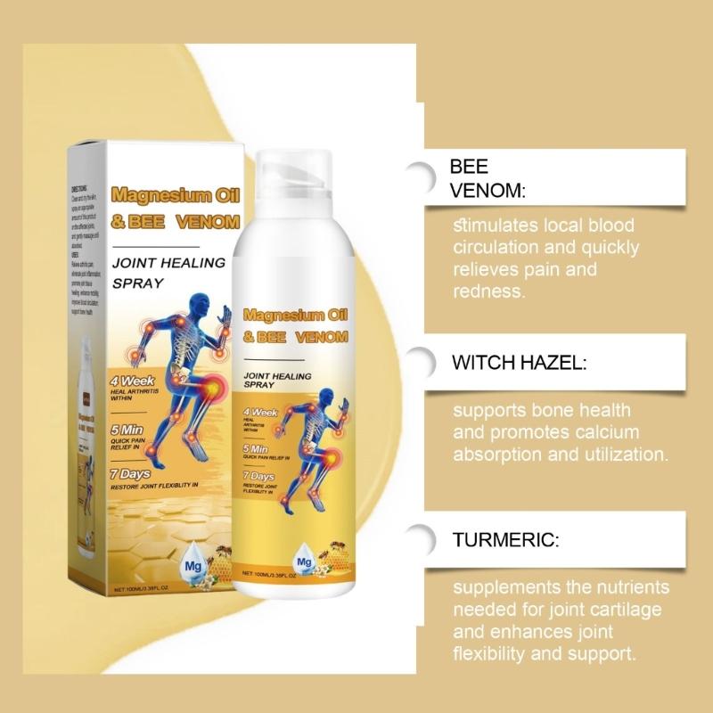 Magnesium Oil & Bees Venoms Joint Healing Sprays Joint Treatments Fast Absorption Bees Venoms Joint Soothing Sprays