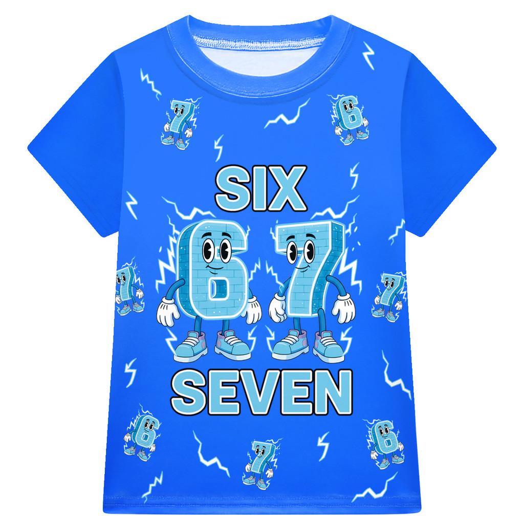 3343 Kids Short Sleeves T-Shirt Top Brainrot 67 Printed 100cm синий