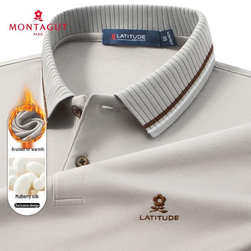 

MONTAGUT Brushed Silk & Stretchy Warm Long-Sleeve Polo Shirt 52