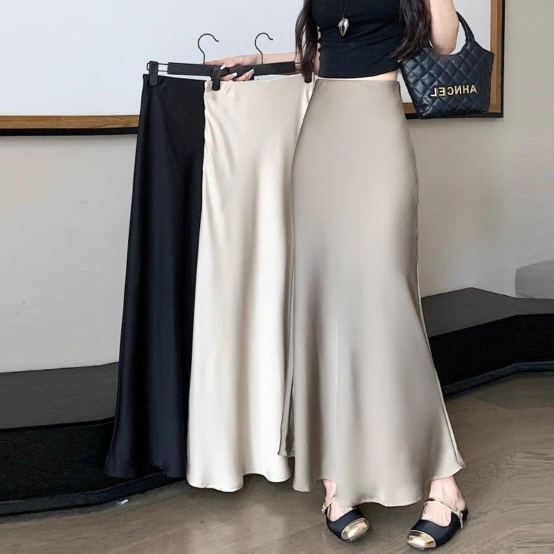Eleganter Hochwertiger Fließender Midi-Rock: Frühling/Herbst 2026 High-Waist Hüftbedeckend Schlankmachender Meerjungfrauenstil