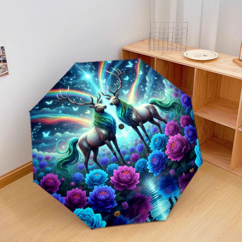 Twinsanimals Pattern Pattern New Style Umbrella, 1 Piece Automatic Folding Umbrella, Portable Travel Umbrella, Outdoor Umbrella, Birthday Gift