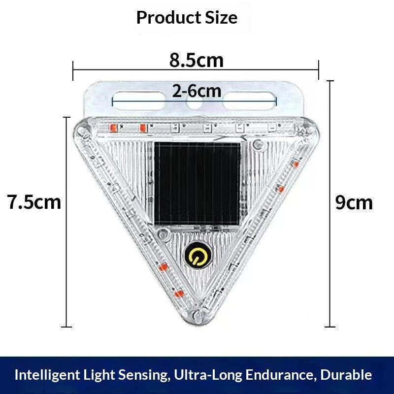 Solar-Powered Triangle Led Warning Light Car Night Safety Flashing Led Light Car Warning Lamp Anti-Collision Wide Tail Light