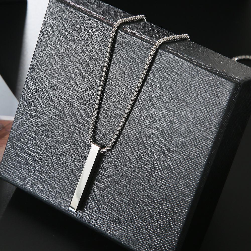 Trendy Stainless Steel Bar Necklace - Unisex Hip Hop Luxury Design, Lightweight Long Strip Titanium Sweater Chain Accessory
