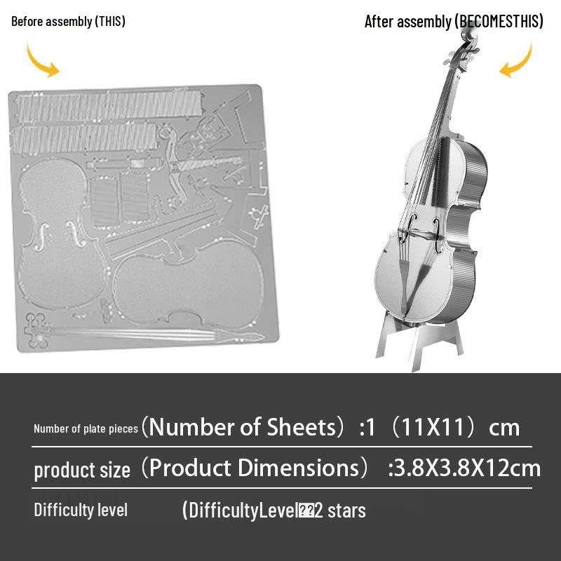 

3D Цельнометаллический из нержавеющей стали Сделай сам Модель музыкального инструмента Пазл - Клей не требуется