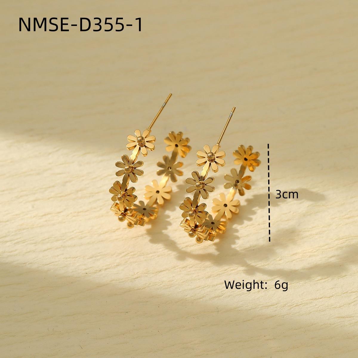 GEMCHIC Women s Flower C-Shape Titanium Steel Earrings Fashion Light Luxury Versatile Stainless Steel Stud Earrings