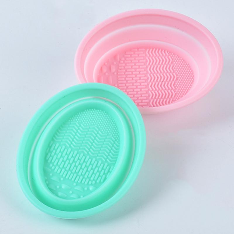 Soft Silicone Makeup Brush Cleaner Folding Powder Puff Cleaning Bowl Eyeshadow Brushes Wash Clean Mat Beauty Tools Scrubber Box