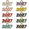 Set of 10 Colorful 2027 Enamel Alloy Number Charms for DIY Jewelry & Accessories