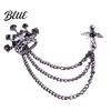 Dark Light Zircon Brooch Men's Pin with Chain British Crown