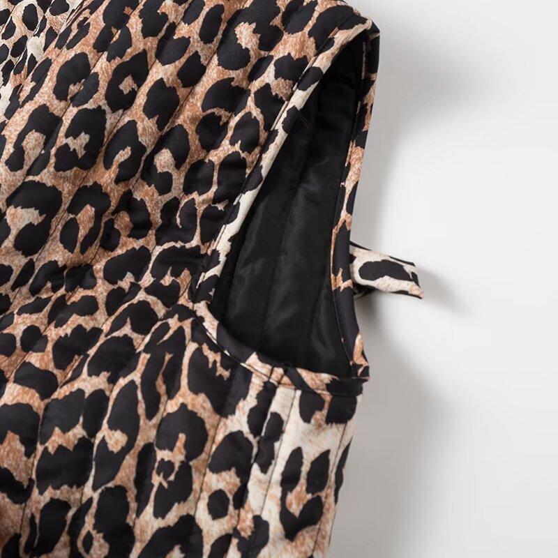 foreign trade wholesale, European and American style French women's clothing fashion design leopard print printed vest
