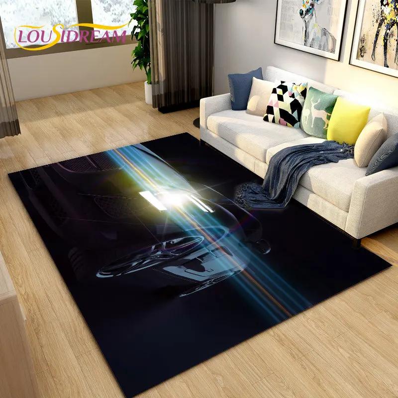 Yeni 3D Spor Araba Konsept Araba Alan Halısı, Oturma Odası Yatak Odası Kanepe Kapı Paspası Dekorasyonu için Halı, Çocuk Oyun Kaymaz Yer Matı