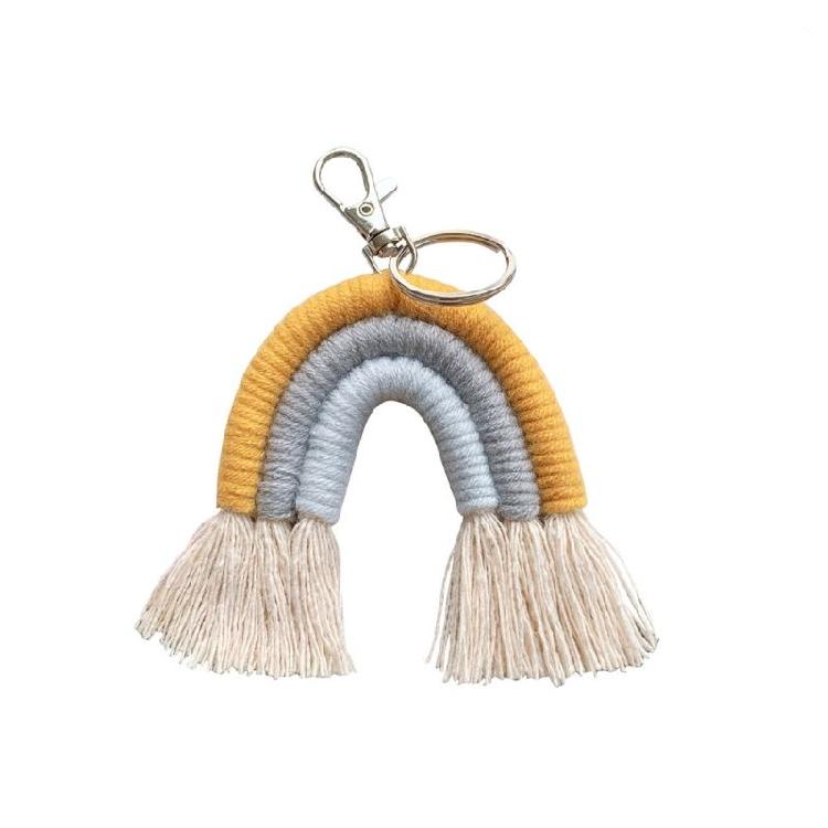 Vintage Tassel Macrame Keyrings Weaving Rainbow Keychain for Handbag Backpack 2