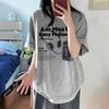 Women's 2025 Summer Retro Loose Fit Cotton Short Sleeve T-Shirt with Hip-Covering Round Neck - Couple Style