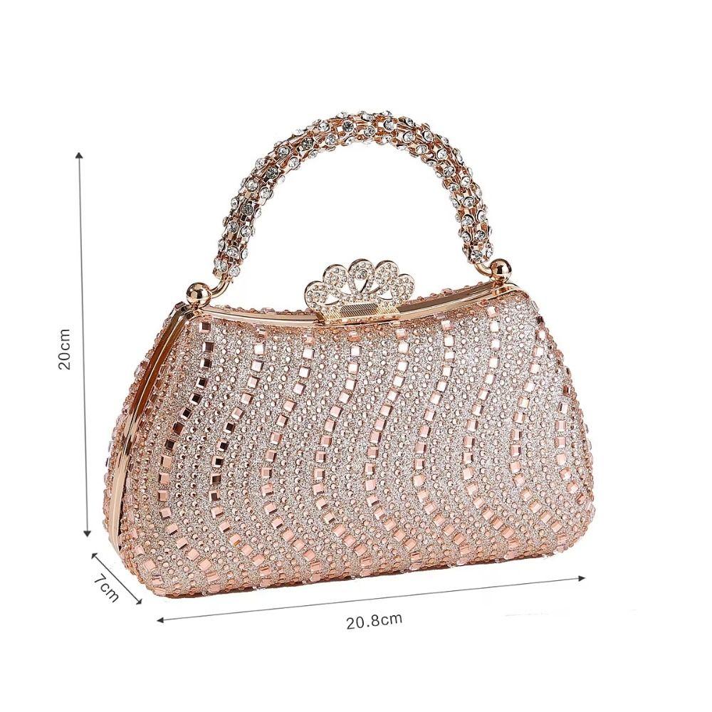 Luxury Diamond Embedded Evening Bag Fashionable Design Elegant Style Chain Purse Small Size Clutch Bag Formal Gathering