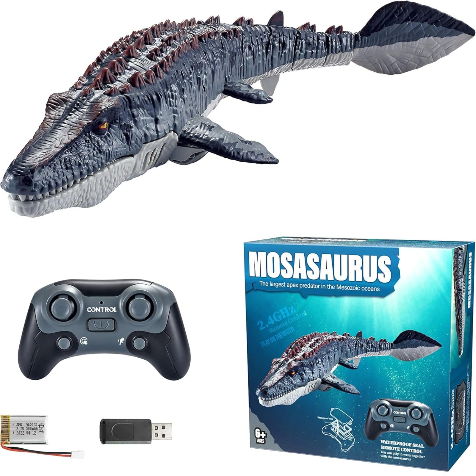 

Azmio Remote Control Dinosaur Mosasaurus Marine Animal Remote Control Waterproof Underwater Playable Gift (Mosasaurus) [Parallel Import]