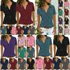 Women V Neck Short Sleeve Shirt Blouse Ladies Summer Tshirt Tops Tee Size Plus